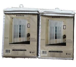 2 NEW Batiste Sheer White Panel 54" x 72" Long Polyester Curtain Drapes